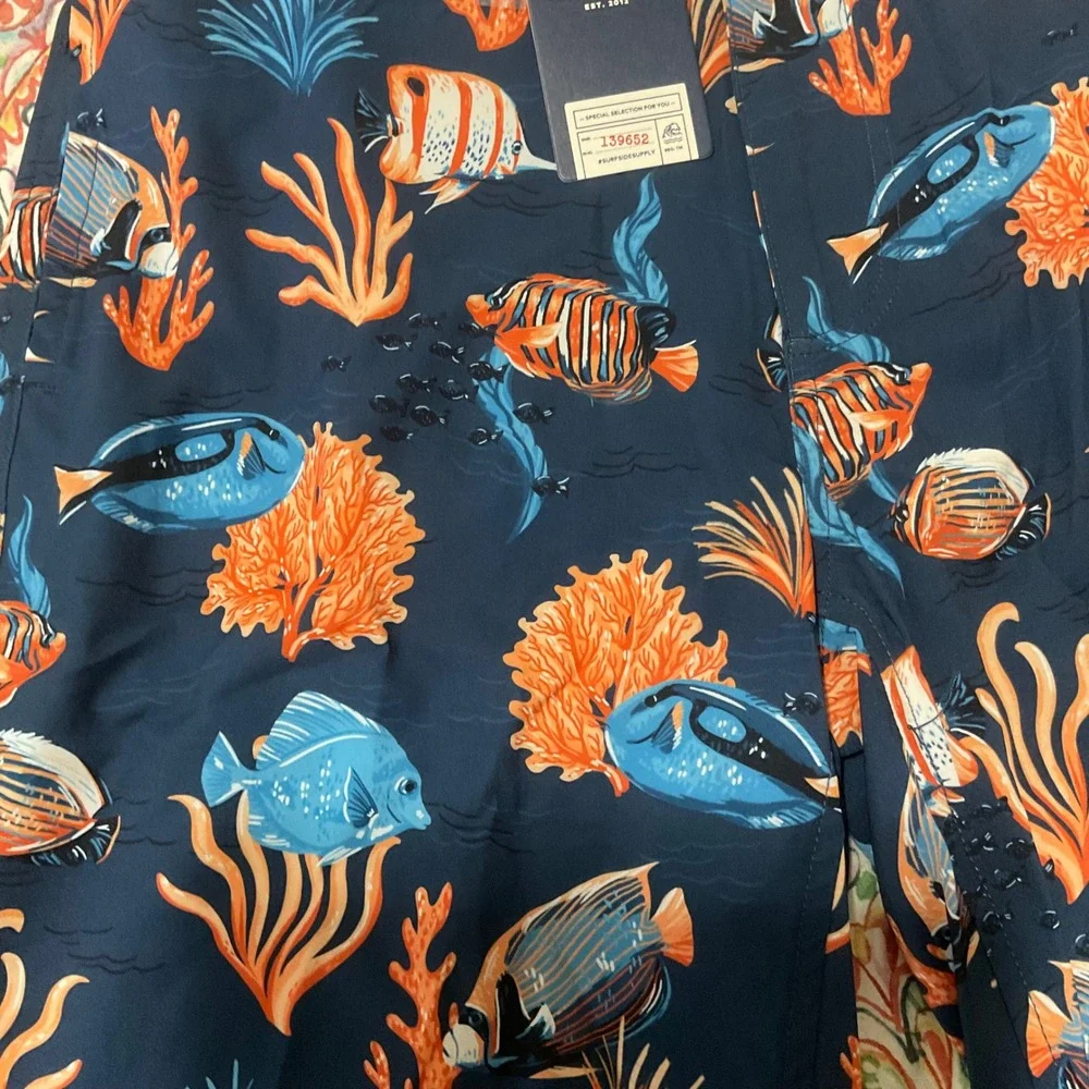 Surfside‎ Vibrant Tropical Fish & Coral Swim Shorts Men's Size XS Lined NWT